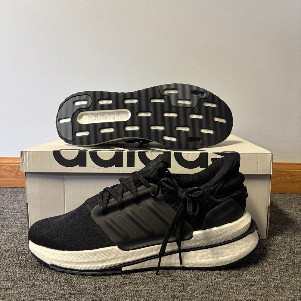 Black adidas polar boost shoes